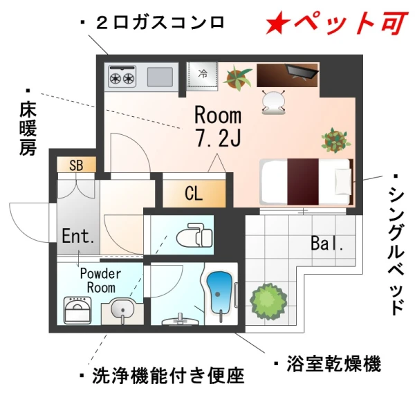 大阪府大阪市中央区南新町２丁目3-16 間取図