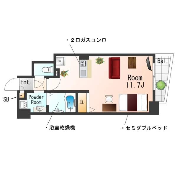 大阪府大阪市西区南堀江１丁目25-13 間取図