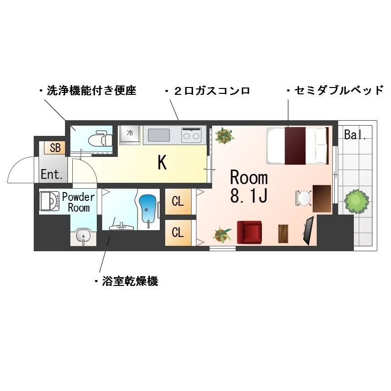 大阪府大阪市港区夕凪２丁目 間取図