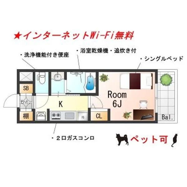 大阪府大阪市西区川口２丁目3-28 間取図