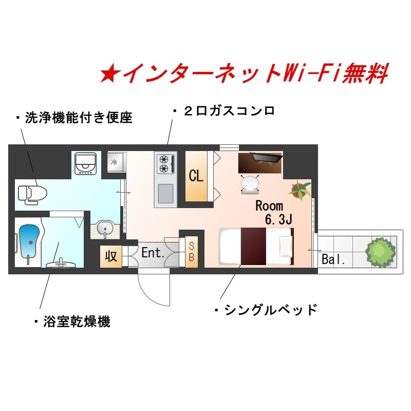 大阪府大阪市中央区瓦町１丁目 間取図
