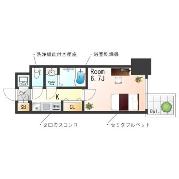 大阪府大阪市中央区農人橋2丁目3-14 間取図