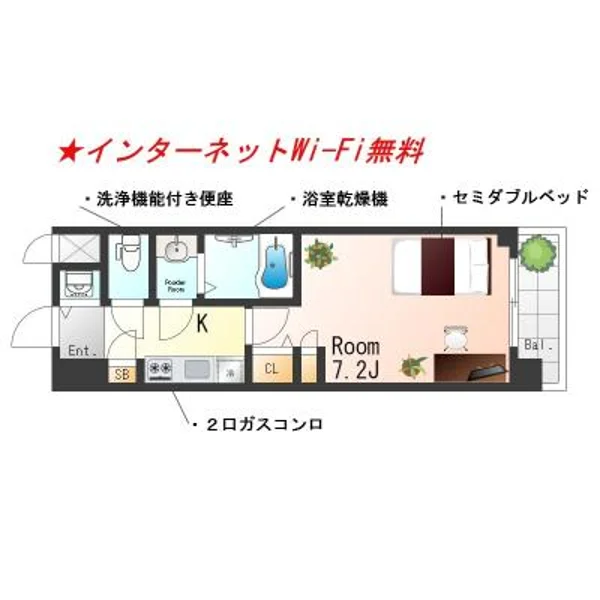 大阪府大阪市中央区瓦屋町２丁目13-16 間取図