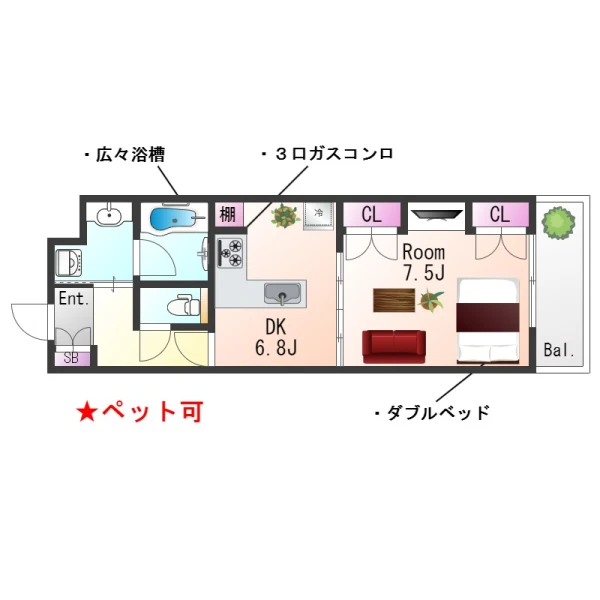 大阪府堺市堺区栄橋町１丁2-15 間取図