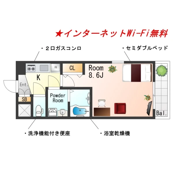 大阪府大阪市港区南市岡３丁目1-30 間取図